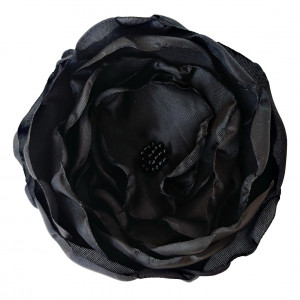 Czarna duża broszka kwiatek 12cm