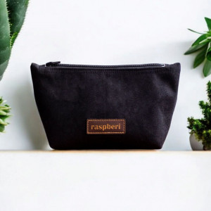 Czarna kosmetyczka MIDI z nubuku