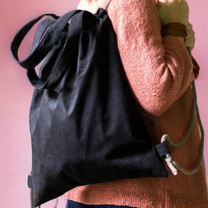 Czarna plecak torba 2w1 kawowe sznurki