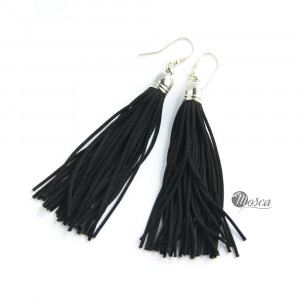 Czarne chwosty kolczyki - frędzle
