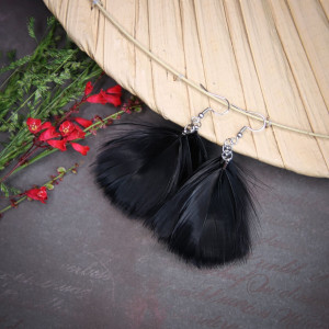 Czarne pióra krótkie - kolczyki