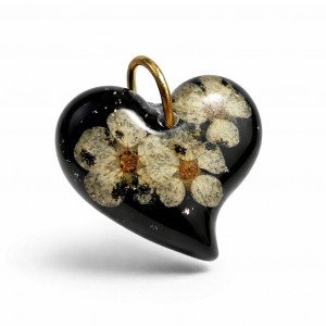 Czarne serce retro żywica kwiatki