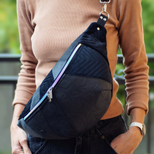 czarno-grafitowa patchworkowa nerka XXL