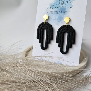 Czarno złote eleganckie kolczyki