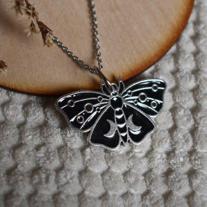 Czarny Motyl, Czarna Ćma- Wisiorek, Naszyjnik, Zawieszka