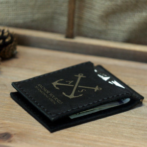 Czarny portfel z klipsem na banknoty