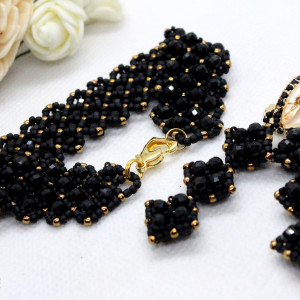 czarny turmalin - unikatowy komplet biżuterii