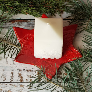 Czerwona gwiazda, ceramiczna podstawka świąteczna