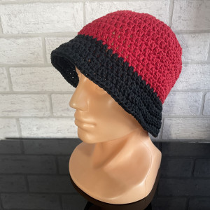 Czerwony bawełniany kapelusz bucket hat handmade