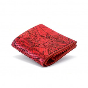 Czerwony damski skórzany portfel ręcznie robiony