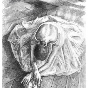 DANCE 4 - SERIA TANIEC (A4) - rysunek baletnicy ołówkiem, ballerina