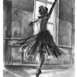 DANCE 5-SERIA TANIEC (A4)- baletnica grafika ręcznie wykonana ołówkiem