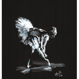 DANCE 9 - SERIA TANIEC (A4) - baletnica grafika ręcznie wykonana, tusz