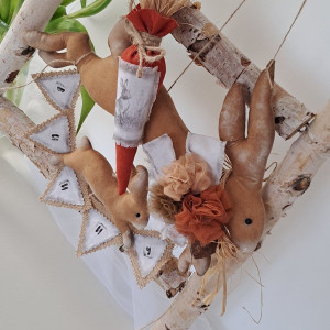 dekoracja dwa zajączki vintage