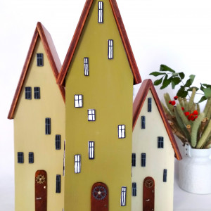 Dekoracyjne domki z drewniana.