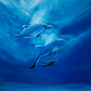Delfiny w morskiej otchłani 40x50 cm