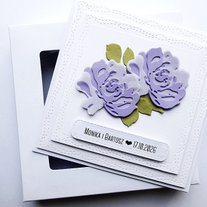 Delikatna kartka ślubna z różami handmade