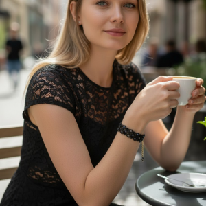 delikatna koronkowa bransoletka  - czarna