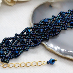 delikatna koronkowa bransoletka  - granatowa