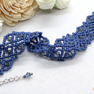 delikatna koronkowa bransoletka  - niebieska