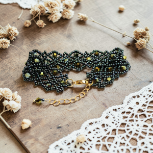 delikatna koronkowa bransoletka  - zielona