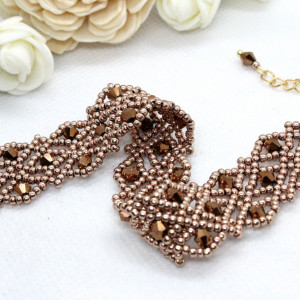 delikatna koronkowa bransoletka  - złota