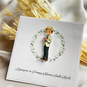 delikatne zaproszenie na Komunię dla chłopca hit 2025