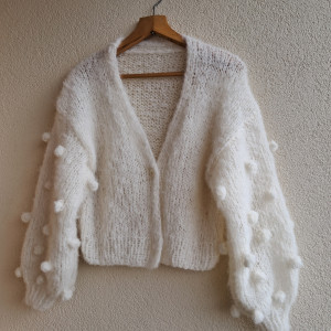 Delikatny sweterek z Alpaki i Merino.Handmade.