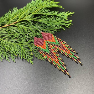 długie kolczyki koralikowe etno - jesienne #1013