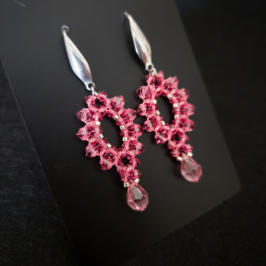 Długie Kolczyki "Rose Glow" z Kryształków i Koralików