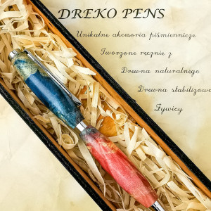 Długopis z drewna stabilizowanego [niebieski]