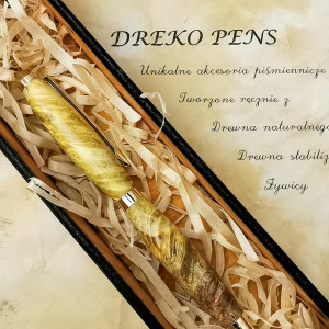 Długopis z drewna stabilizowanego [żółto brązowy]