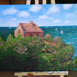 Dom na klifie w/g Claude Monet