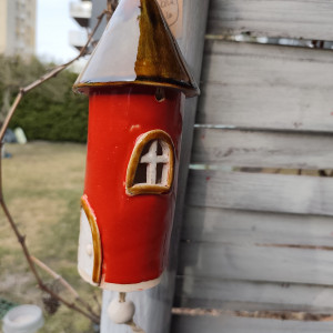 domek ceramiczny dzwonek duży rękodzieło