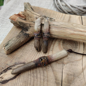 Dotyk Fali – komplet biżuterii driftwood z naturalnego drewna