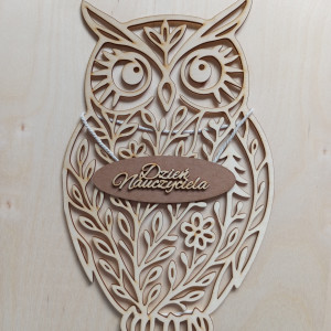 Drewniana ażurowa sowa, różne wzory i kolory
