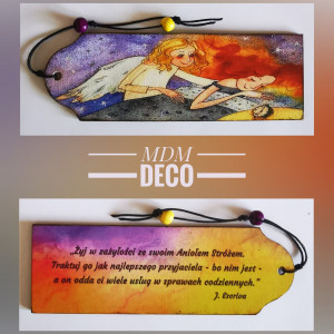 Drewniana zakładka dwustronna - Anioł 4