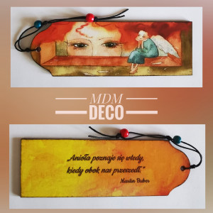 Drewniana zakładka dwustronna - Anioł 5