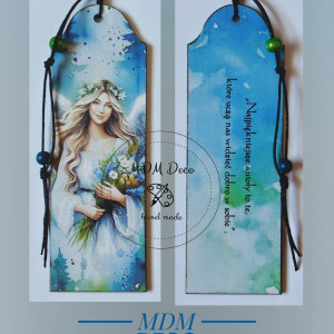 Drewniana zakładka dwustronna - Anioł 6