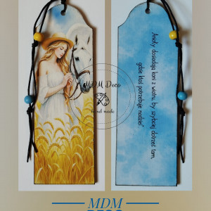 Drewniana zakładka dwustronna - Anioł z koniem