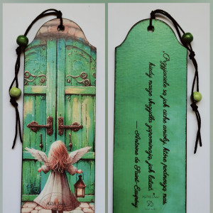 Drewniana zakładka dwustronna - Aniołek 3