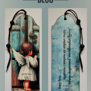 Drewniana zakładka dwustronna - Aniołek 6