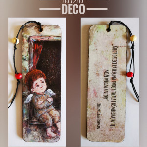 Drewniana zakładka dwustronna - Aniołek 7