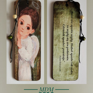 Drewniana zakładka dwustronna - Aniołek 9