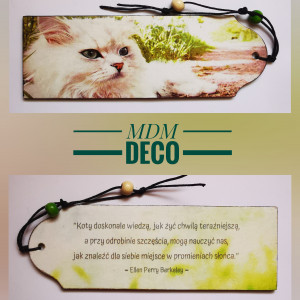 Drewniana zakładka dwustronna - kot 2