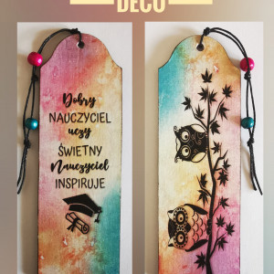 Drewniana zakładka dwustronna - zakończenie roku szkolnego 12