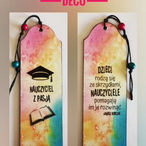 Drewniana zakładka dwustronna - zakończenie roku szkolnego 7