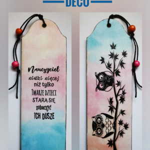 Drewniana zakładka dwustronna - zakończenie roku szkolnego 9