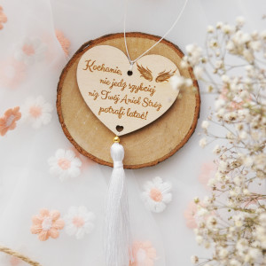 Drewniana zawieszka do auta Jedź ostrożnie - chwost - dla męża/żony