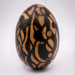 Drewniane jajko – ręcznie wypalany wzór, ABSTRAKCYJNY  pirografia